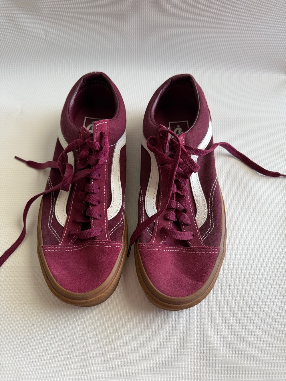 Vans Maroon and White Old Skool-Inspired Low-Top Sneakers